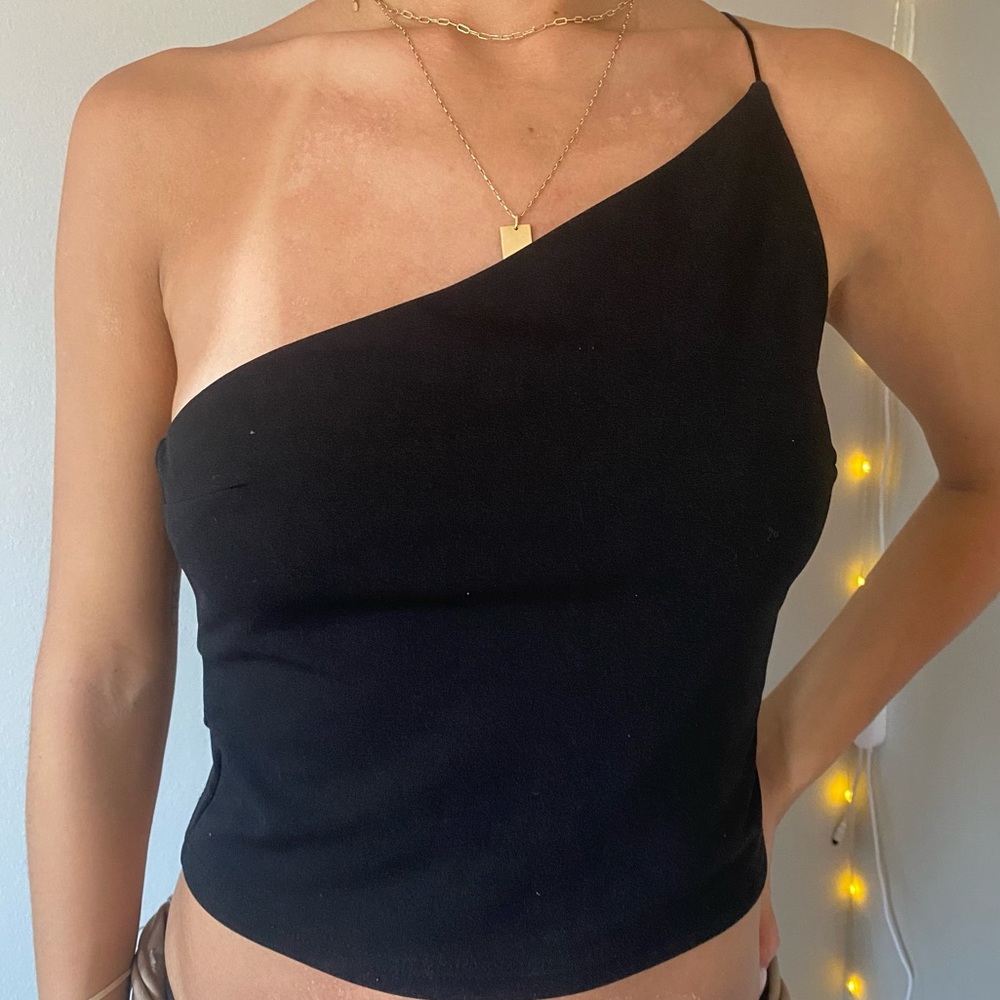 Princess Polly Black One-Shoulder Top